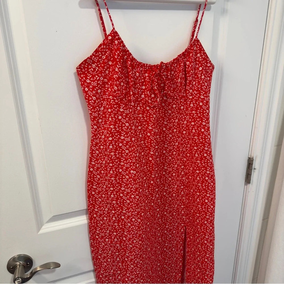 Zara Red Floral Midi Dress - Picture 6 of 11